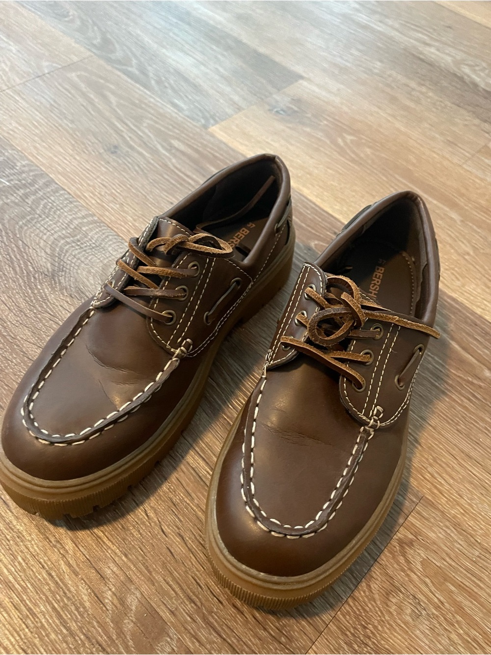 Bershka Platform Boat Shoes Brown Lug Sole Loafers Women’s Size 37